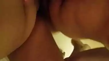 Wifey gives hubbys friend sloppy head with facial