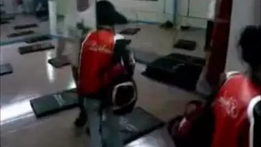 daring man has sex with trainer in the gym...