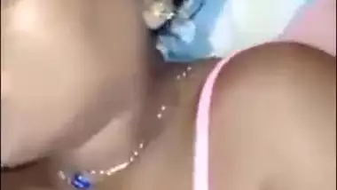 She giving handjob and he playing with her boobs