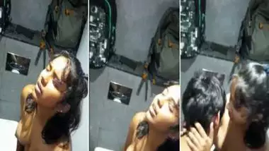 18 yr old college guy licks GF?s pussy in a public bathroom
