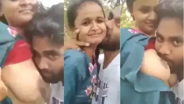 Indian outdoor sex of a guy sucking his GF?s tight boobs